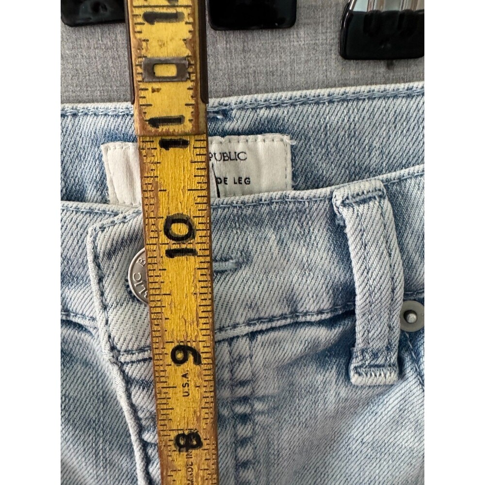 Banana Republic High Rise Wide Leg Cropped Jeans Womens 27 Light Wash Raw Hem - Picture 8 of 12